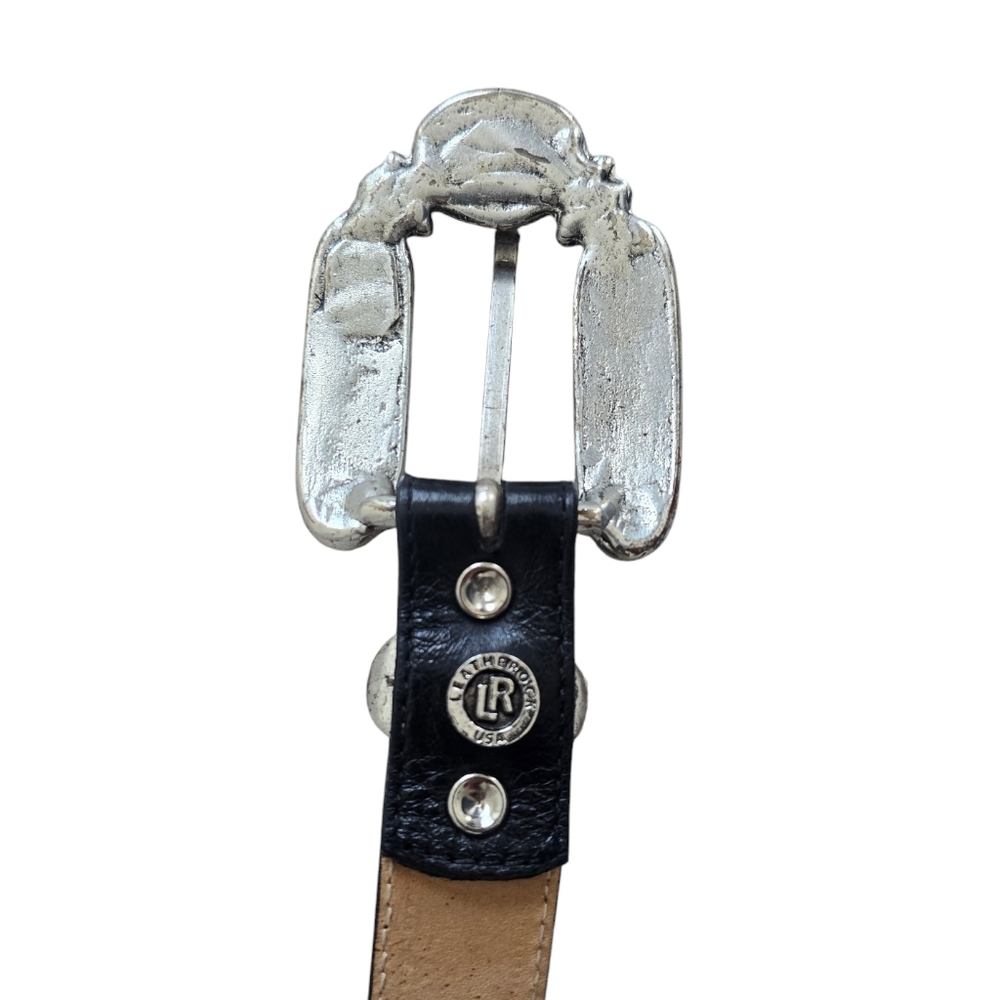 Leatherock Women's Hematite Tumbled Stone Black Leather Belt Size 34 - Picture 3 of 6